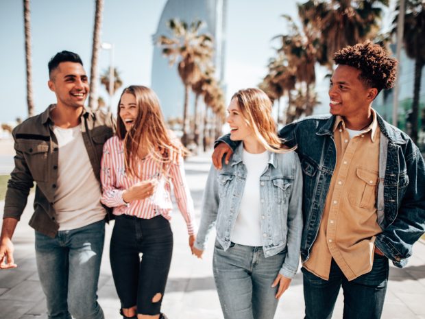 Group of friends walking together