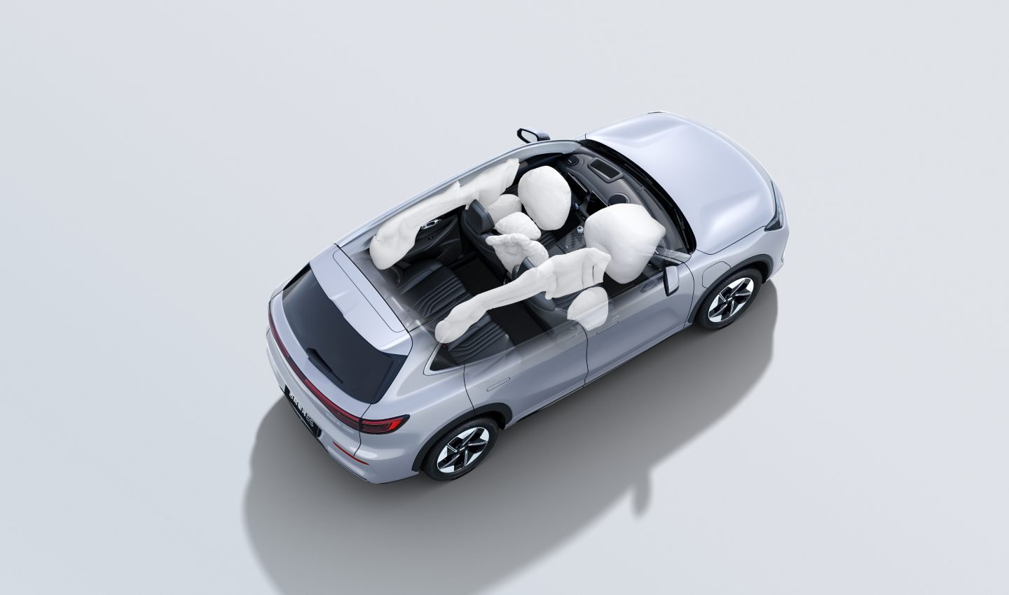 Geely EX5 showing seven airbags deployed