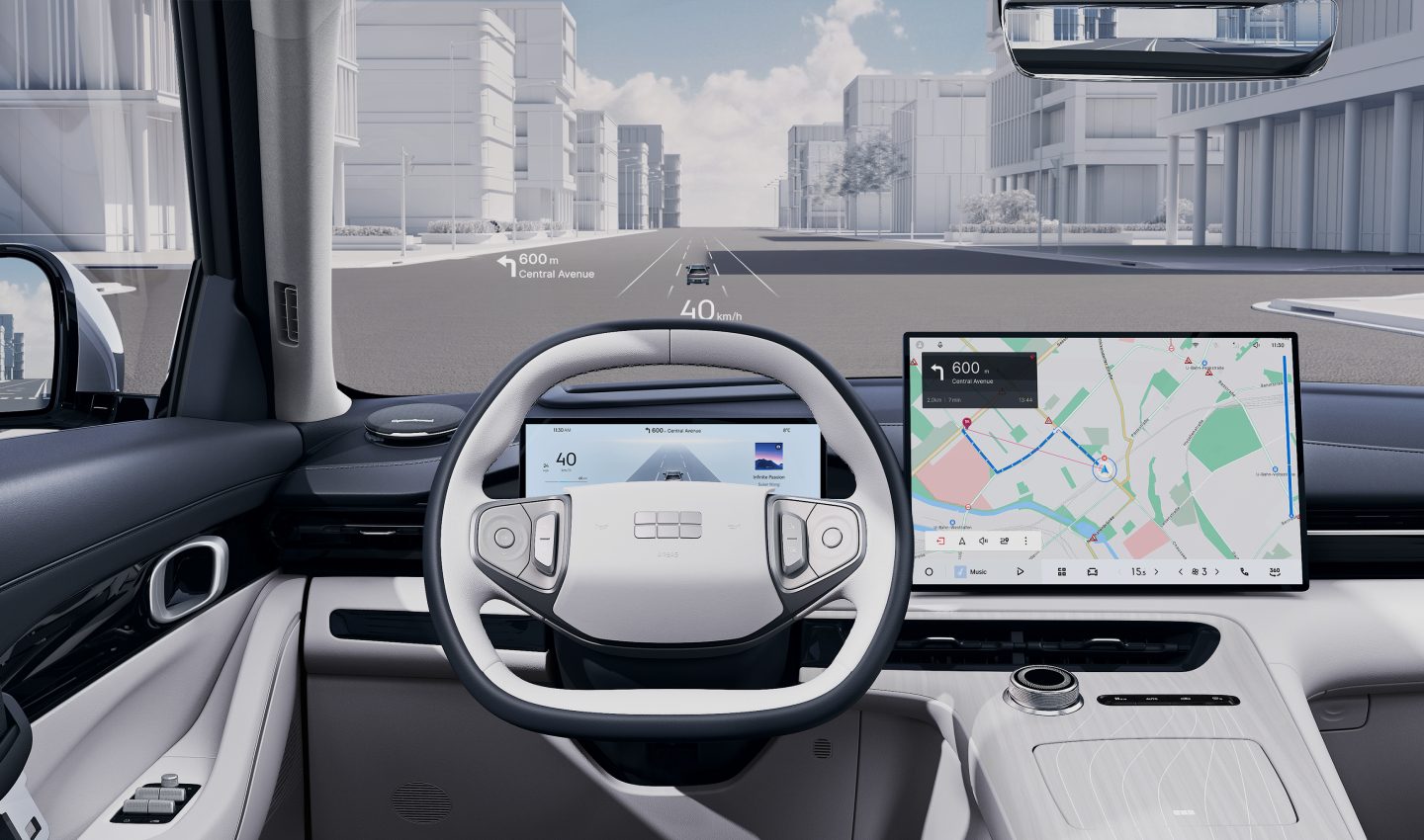 Geely EX5 cockpit with head-up display and central screen